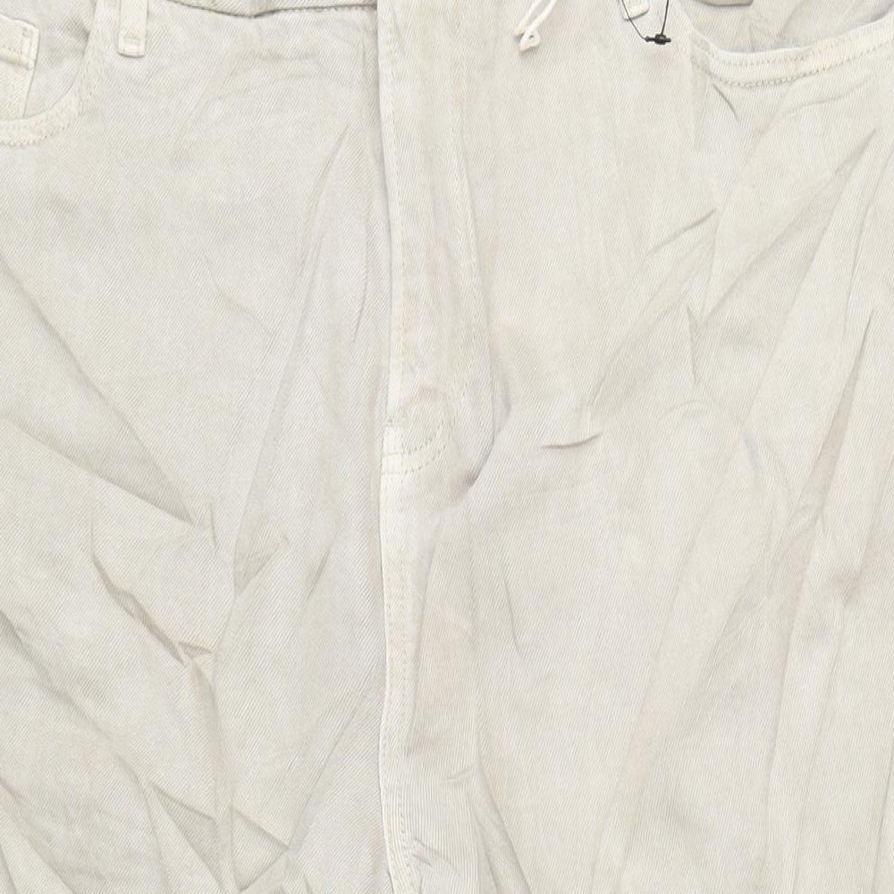 Womens UK Size 22 Marks and Spencer Regular Fit Wide-Leg Beige Jeans