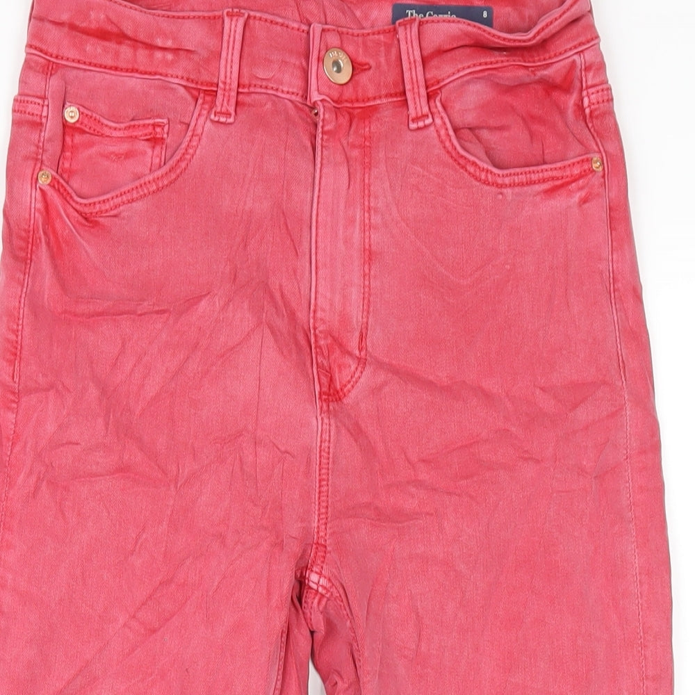 Womens UK Size 8 Marks and Spencer Regular Fit Cropped Red Jeans