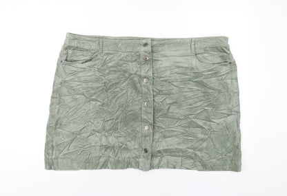 Marks and Spencer Womens Green Cotton A-Line Skirt Size 24