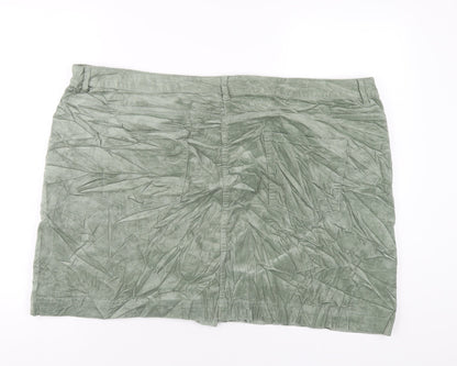 Marks and Spencer Womens Green Cotton A-Line Skirt Size 24
