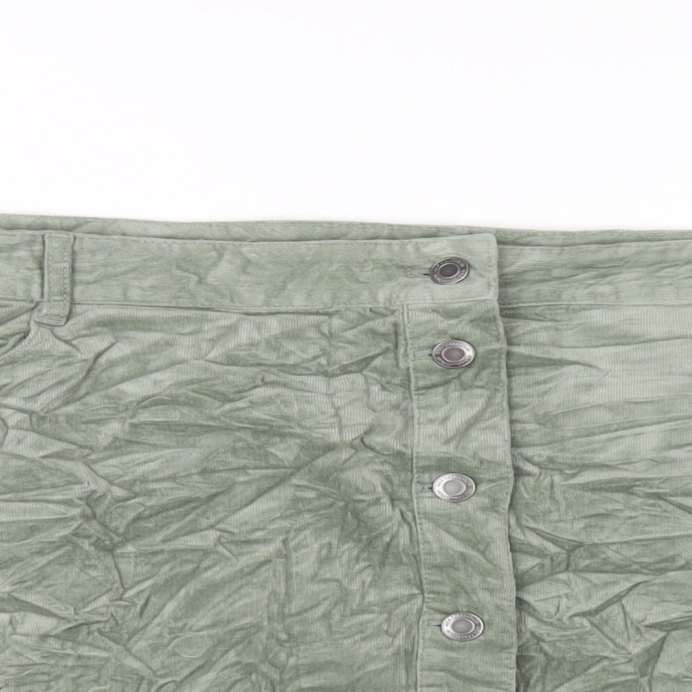 Marks and Spencer Womens Green Cotton A-Line Skirt Size 24