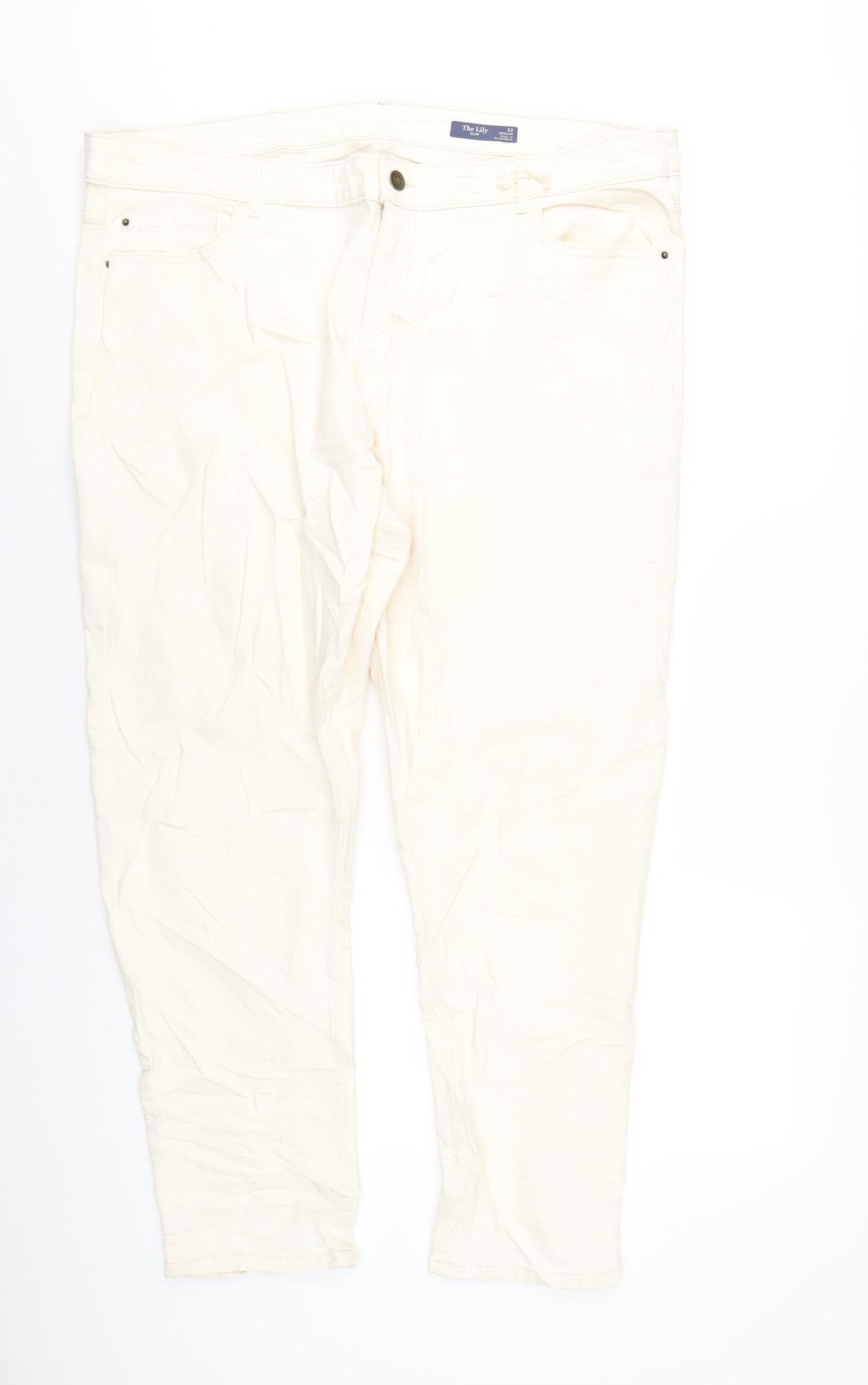 Womens UK Size 22 Marks and Spencer Slim Fit Straight Ivory Jeans