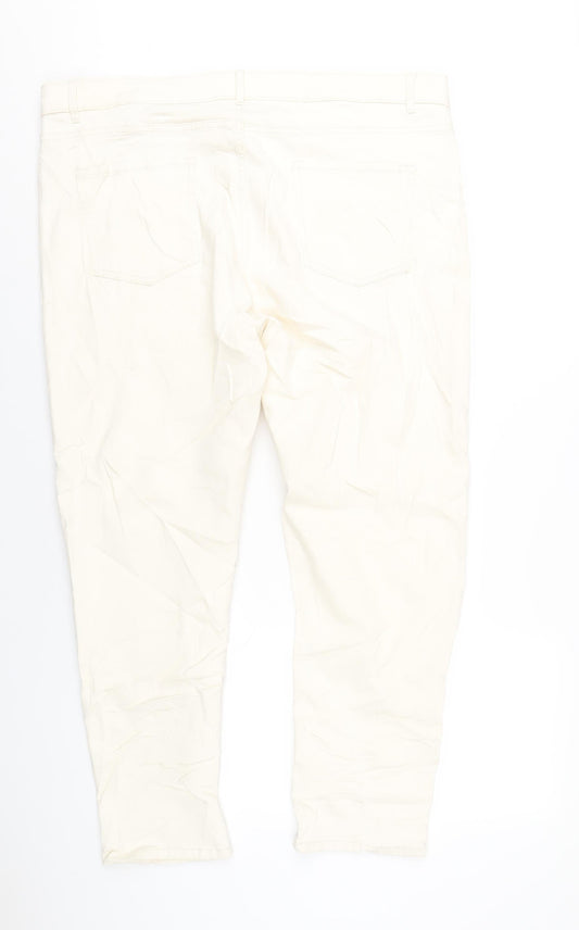 Womens UK Size 22 Marks and Spencer Slim Fit Straight Ivory Jeans