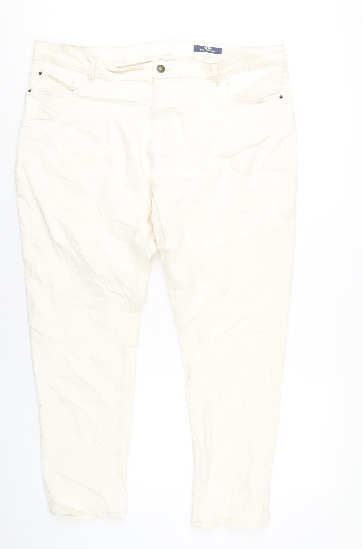 Womens UK Size 22 Marks and Spencer Slim Fit Straight Ivory Jeans