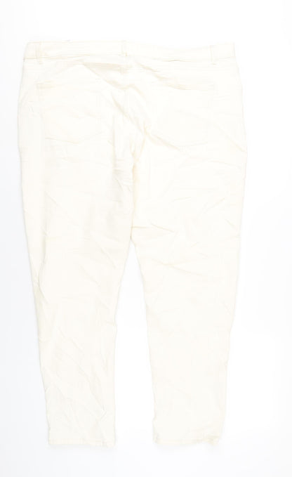 Womens UK Size 22 Marks and Spencer Slim Fit Straight Ivory Jeans