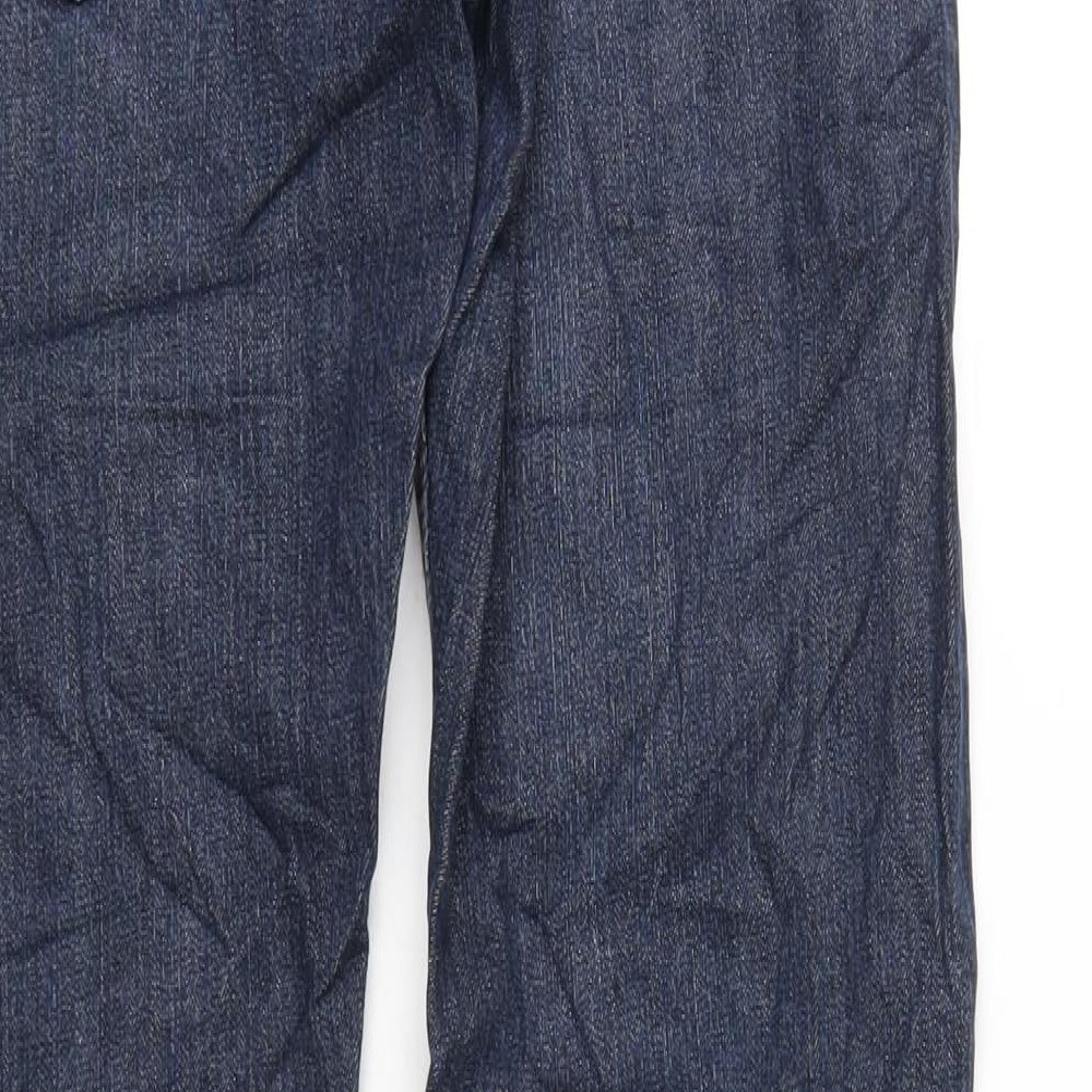 Marks and Spencer Mens Blue Cotton Straight Jeans Size 30 in L31 in Regular Zip