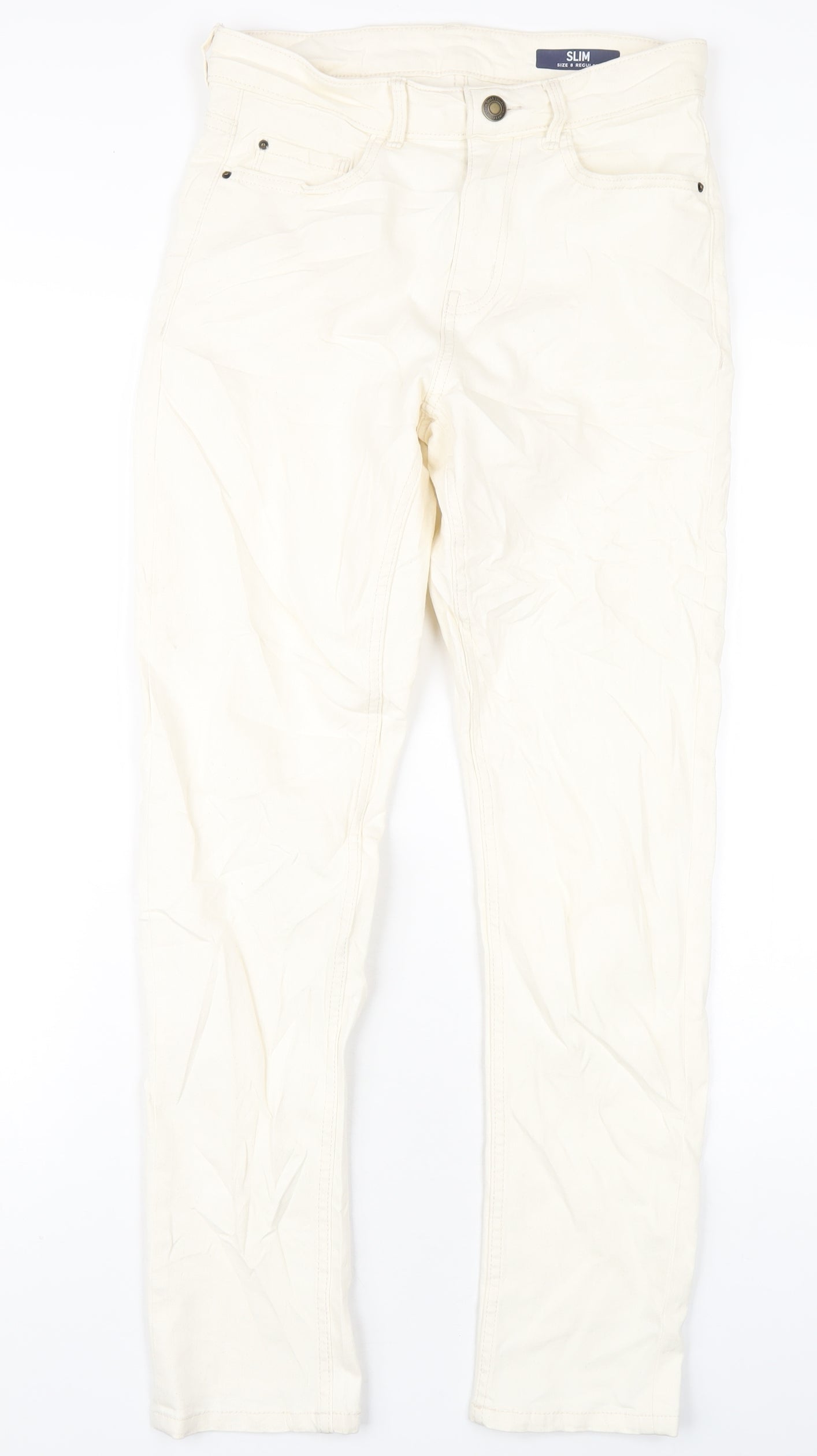 Womens UK Size 8 Marks and Spencer Slim Fit Straight Ivory Jeans