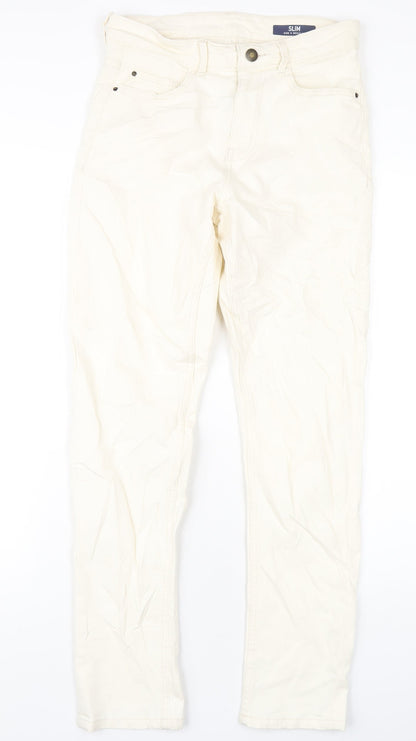 Womens UK Size 8 Marks and Spencer Slim Fit Straight Ivory Jeans