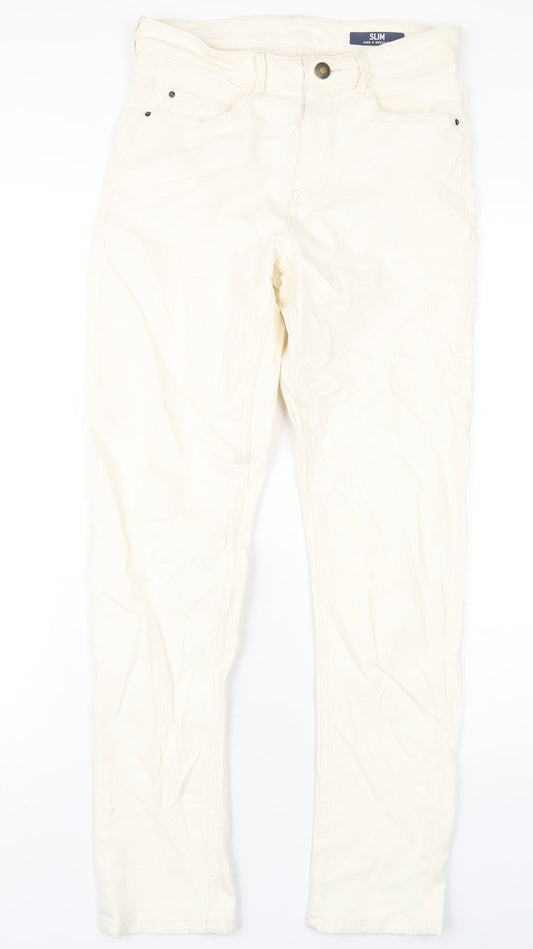 Womens UK Size 8 Marks and Spencer Slim Fit Straight Ivory Jeans