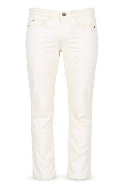 Marks & Spencer Womens Ivory Cotton Straight Jeans Size 8 L30 in Slim Zip