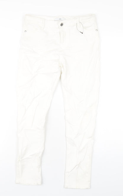 Marks and Spencer Girls White Cotton Skinny Jeans Size 10-11 Years L26 in Regular Zip