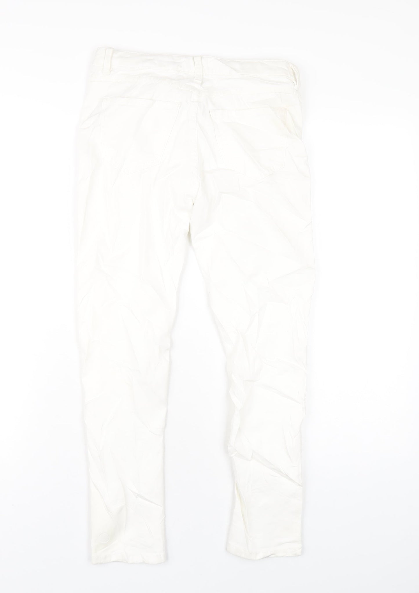 Marks and Spencer Girls White Cotton Skinny Jeans Size 10-11 Years L26 in Regular Zip
