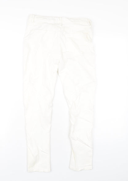 Marks and Spencer Girls White Cotton Skinny Jeans Size 10-11 Years L26 in Regular Zip