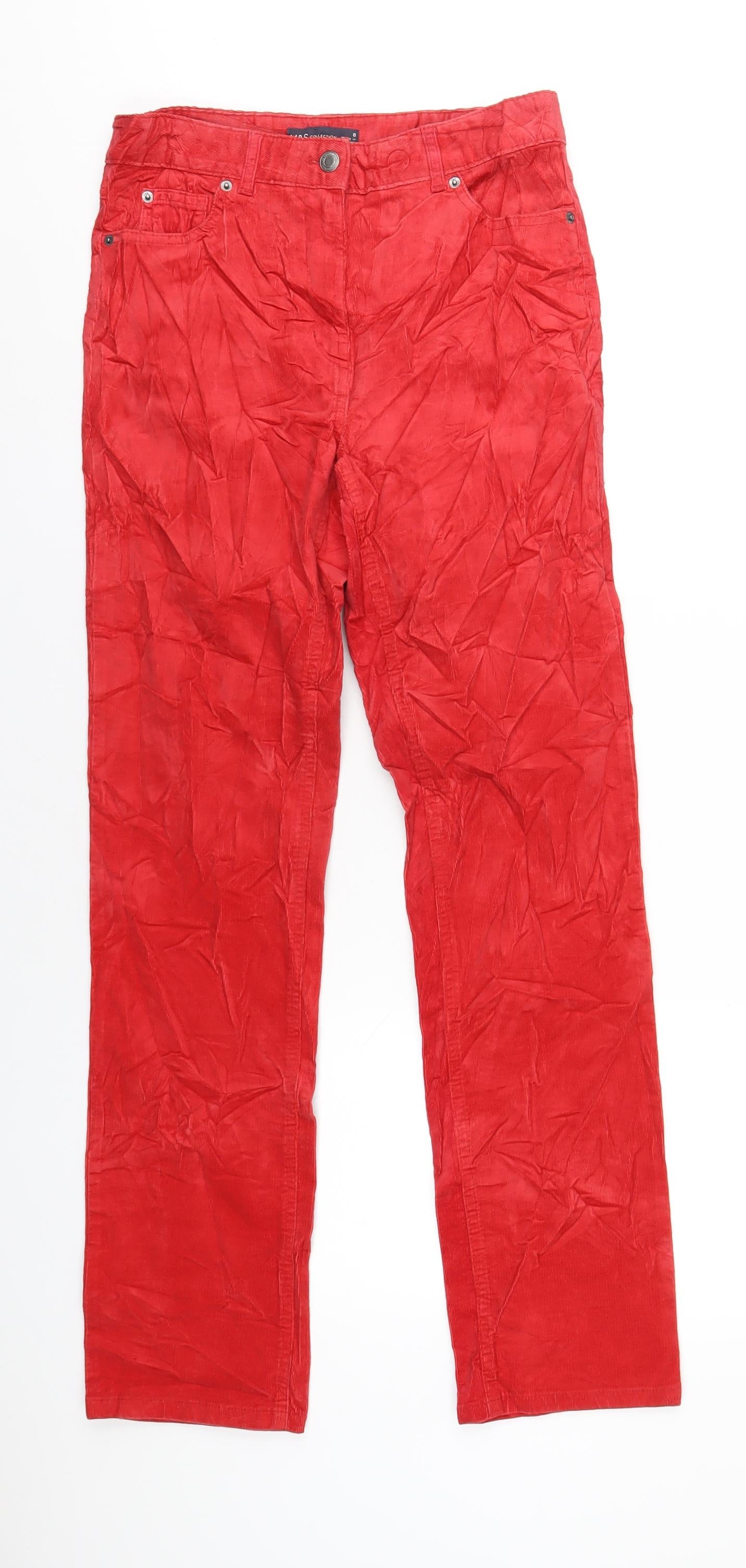 Womens UK Size 8 Marks and Spencer Regular Fit  Red Trousers