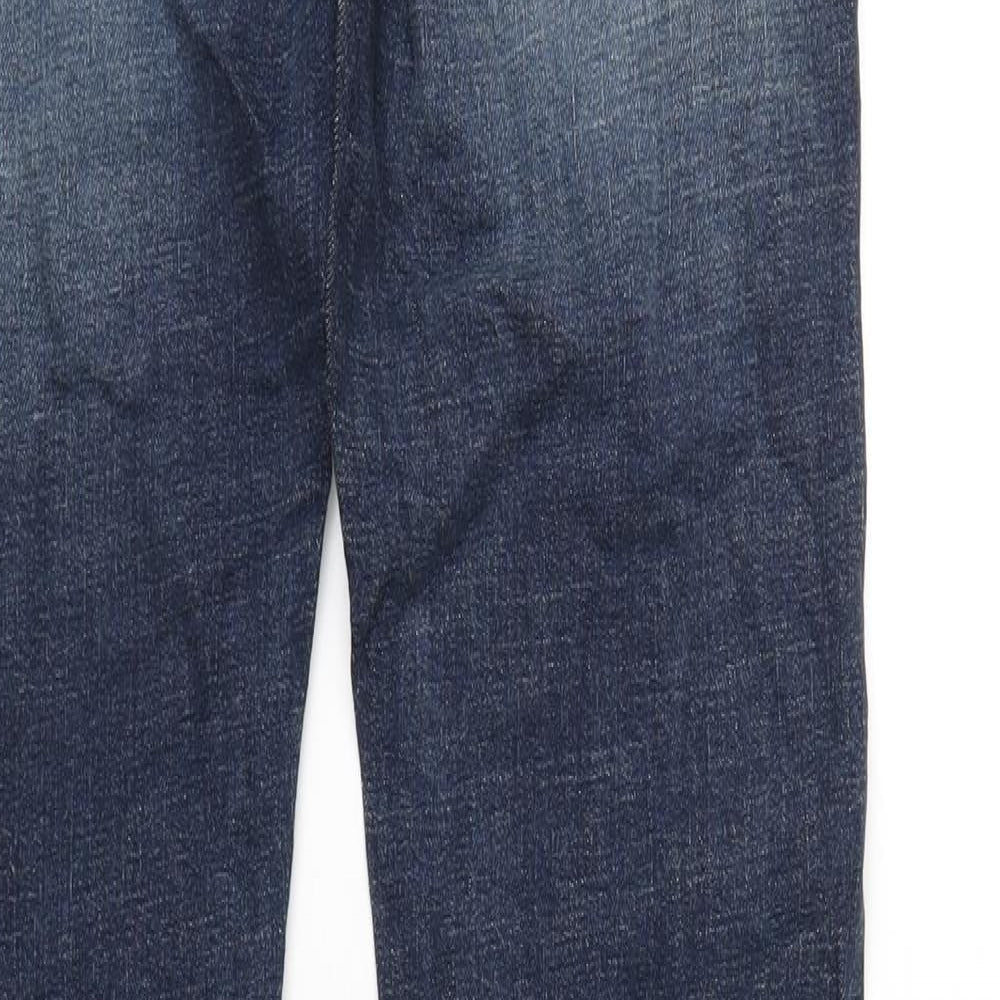 Marks and Spencer Mens Blue Cotton Skinny Jeans Size 28 in L33 in Regular Zip
