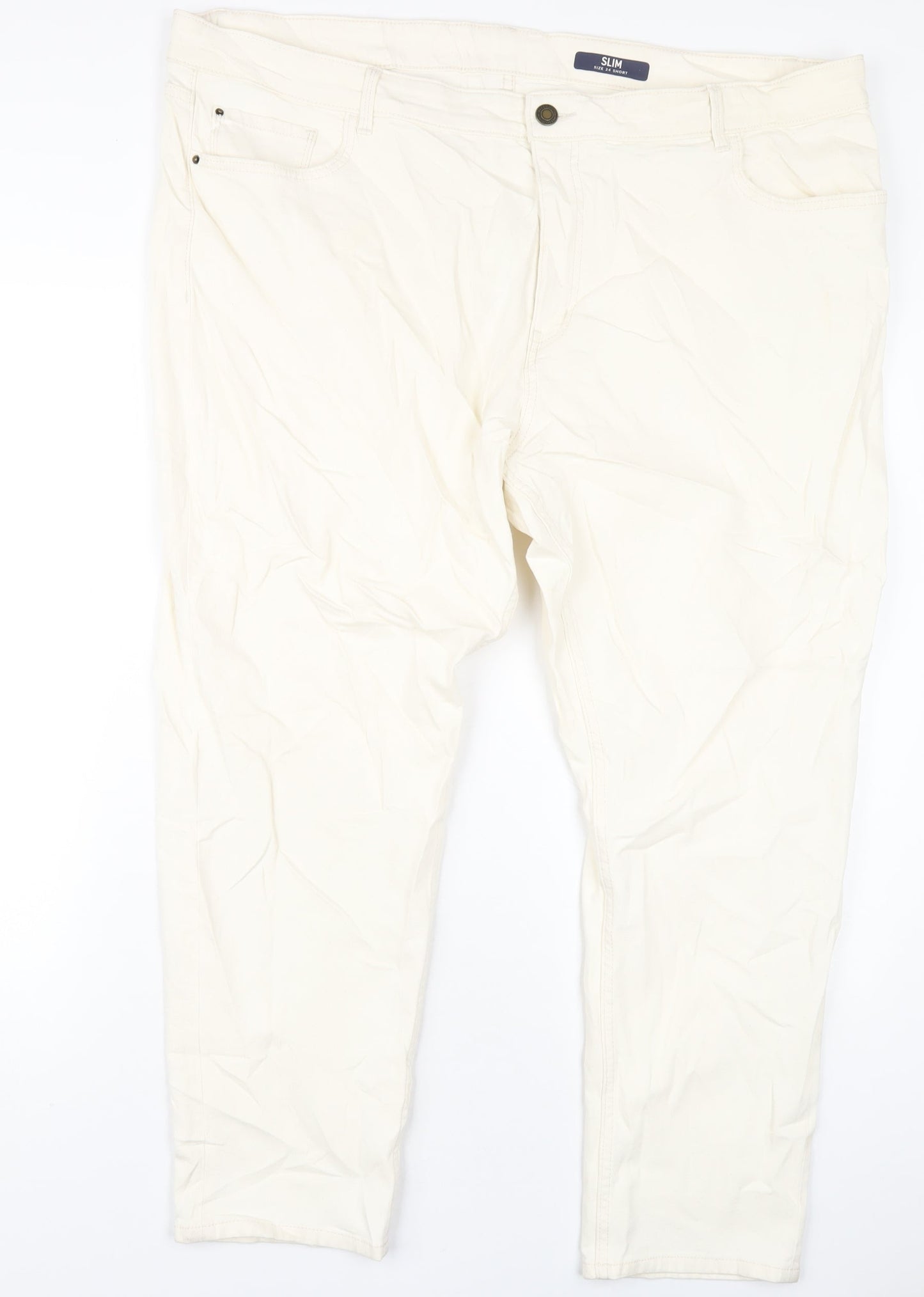 Womens UK Size 24 Marks and Spencer Slim Fit Straight Ivory Jeans