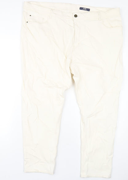 Womens UK Size 24 Marks and Spencer Slim Fit Straight Ivory Jeans