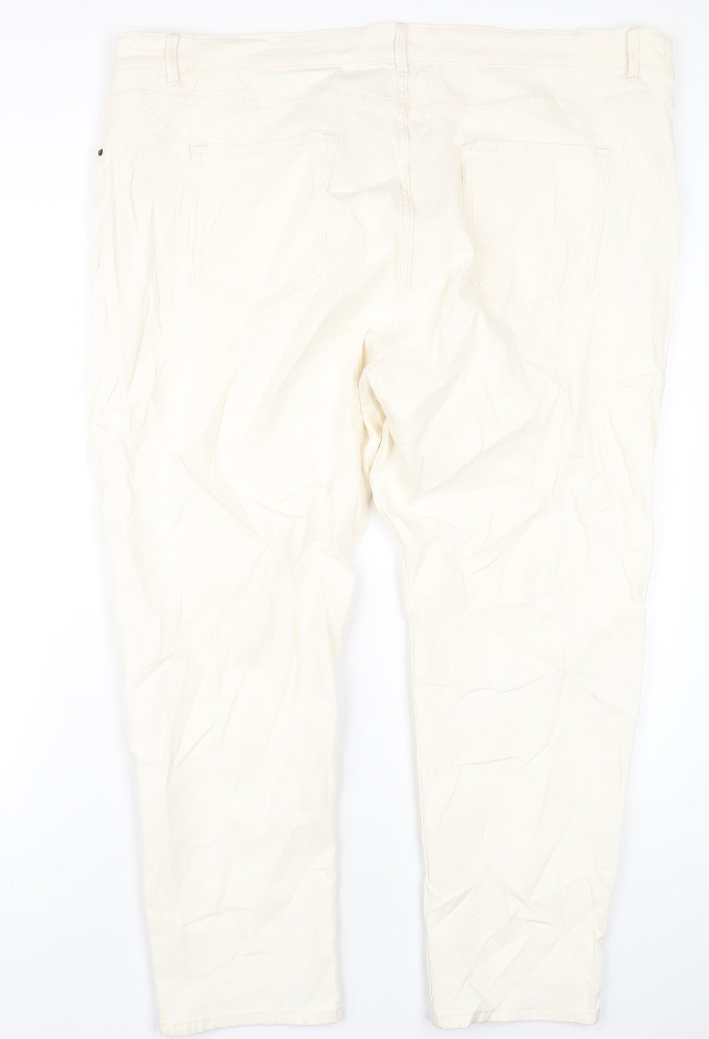 Womens UK Size 24 Marks and Spencer Slim Fit Straight Ivory Jeans