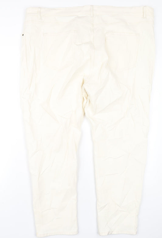 Womens UK Size 24 Marks and Spencer Slim Fit Straight Ivory Jeans