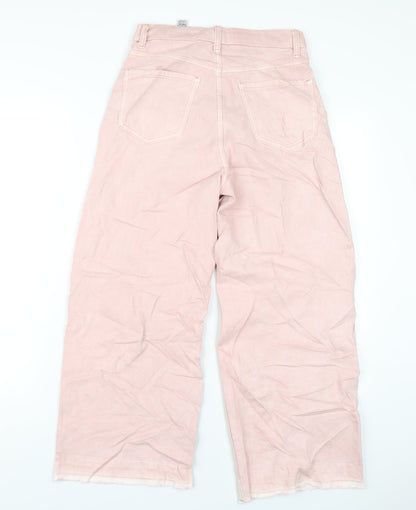 Womens UK Size 6 Marks and Spencer Regular Fit Wide-Leg Pink Jeans