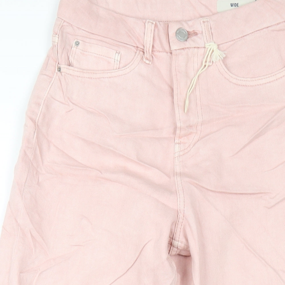 Womens UK Size 6 Marks and Spencer Regular Fit Wide-Leg Pink Jeans