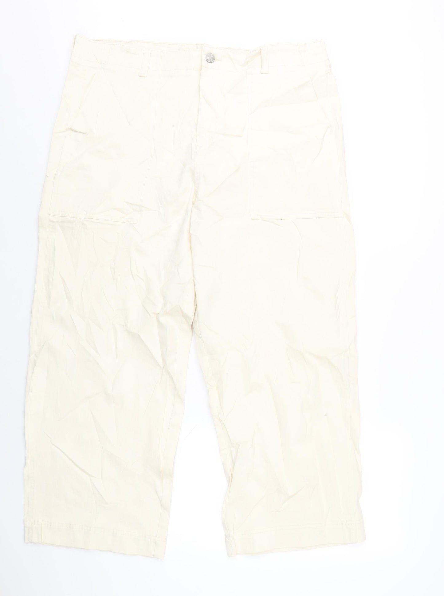Womens UK Size 18 Marks and Spencer Regular Fit Wide-Leg Ivory Jeans