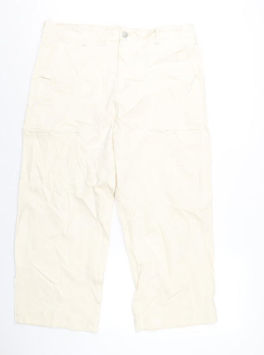 Womens UK Size 18 Marks and Spencer Regular Fit Wide-Leg Ivory Jeans