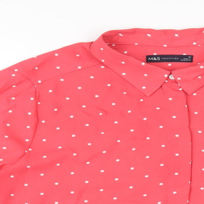 Womens UK Size 18 Marks and Spencer Pink Basic Button-Up