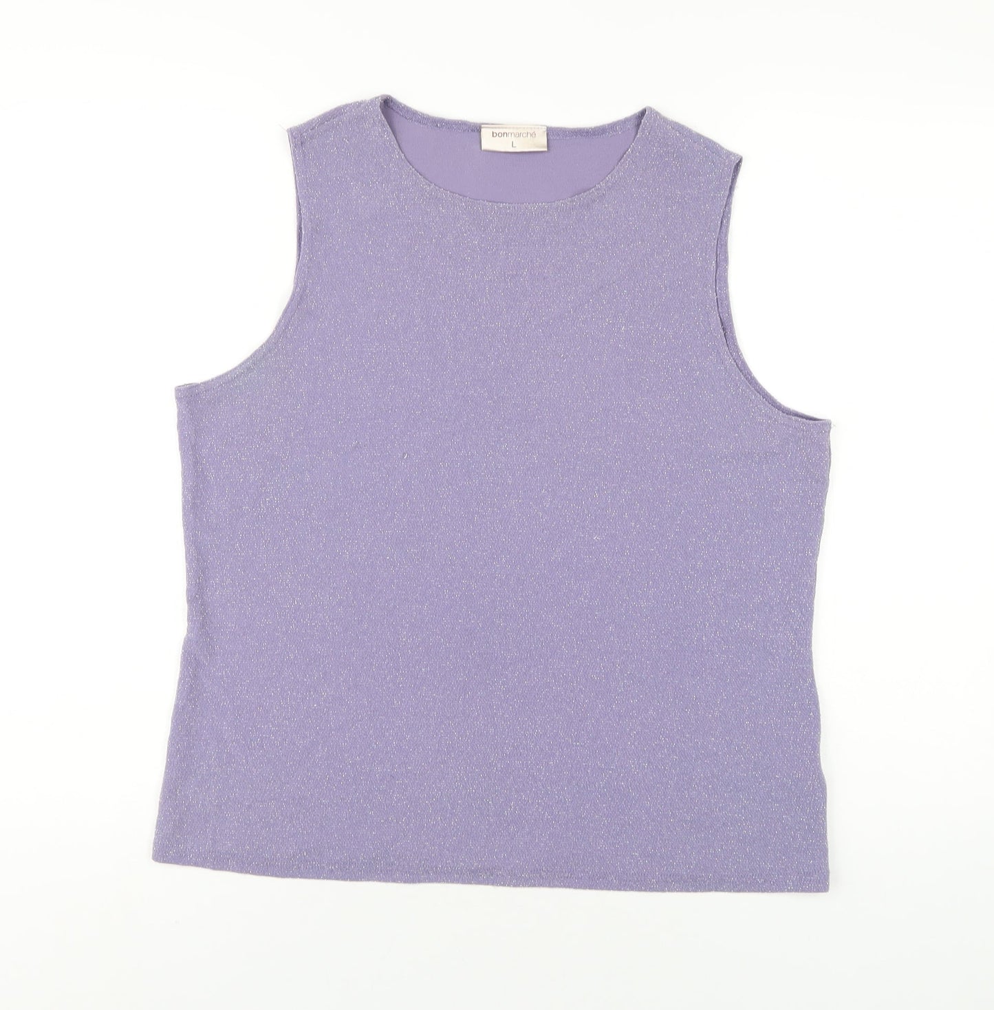 Bonmarché Womens Purple Nylon Basic T-Shirt Size L Round Neck