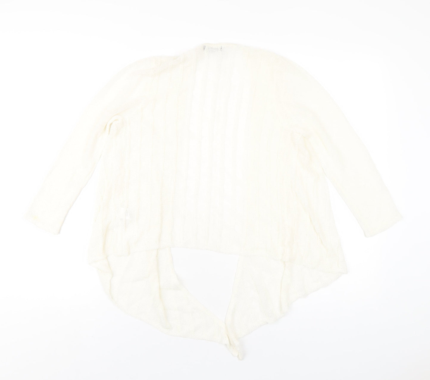 M&Co Womens Ivory V-Neck Acrylic Cardigan Jumper Size 10