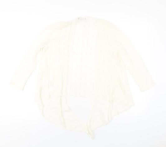 M&Co Womens Ivory V-Neck Acrylic Cardigan Jumper Size 10