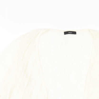 M&Co Womens Ivory V-Neck Acrylic Cardigan Jumper Size 10