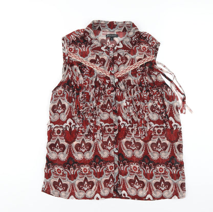 Womens UK Size 10 River Island Red Basic Button-Up