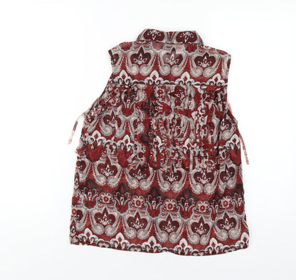 Womens UK Size 10 River Island Red Basic Button-Up
