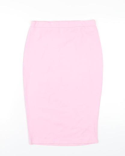 Fashionkilla Womens Pink Polyester Straight & Pencil Skirt Size 12