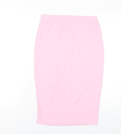 Fashionkilla Womens Pink Polyester Straight & Pencil Skirt Size 12
