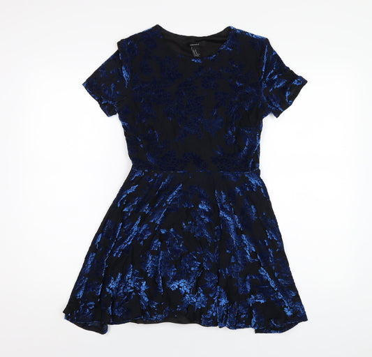 FOREVER 21 Womens Black Floral Polyester A-Line Size M Round Neck Pullover