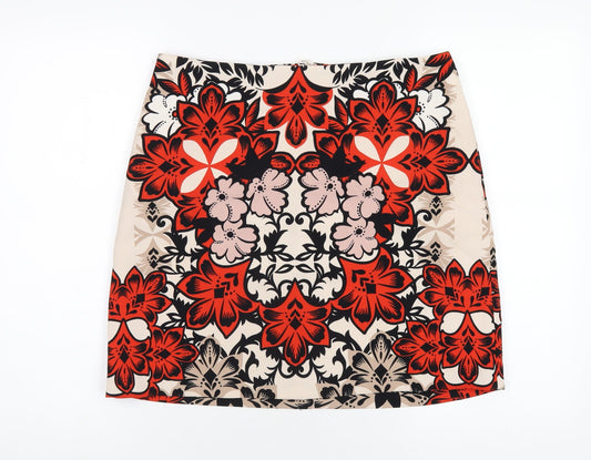 Hallhuber Womens Multicoloured Floral Polyester A-Line Skirt Size 12 Zip