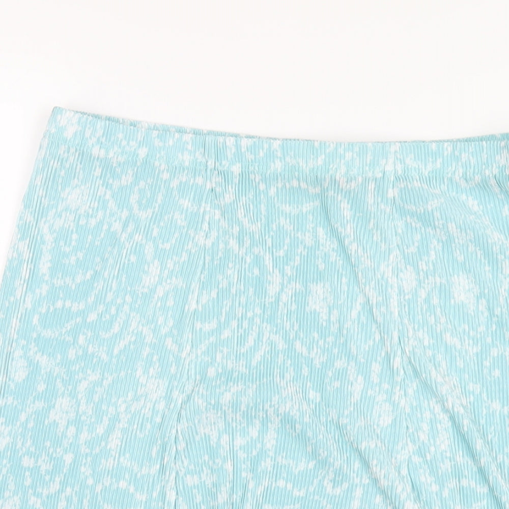 Amber Womens Blue Floral Polyester Pleated Skirt Size 16