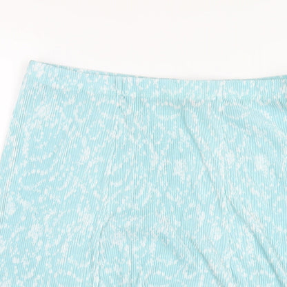 Amber Womens Blue Floral Polyester Pleated Skirt Size 16