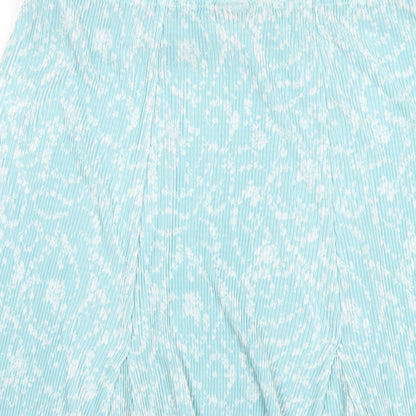 Amber Womens Blue Floral Polyester Pleated Skirt Size 16