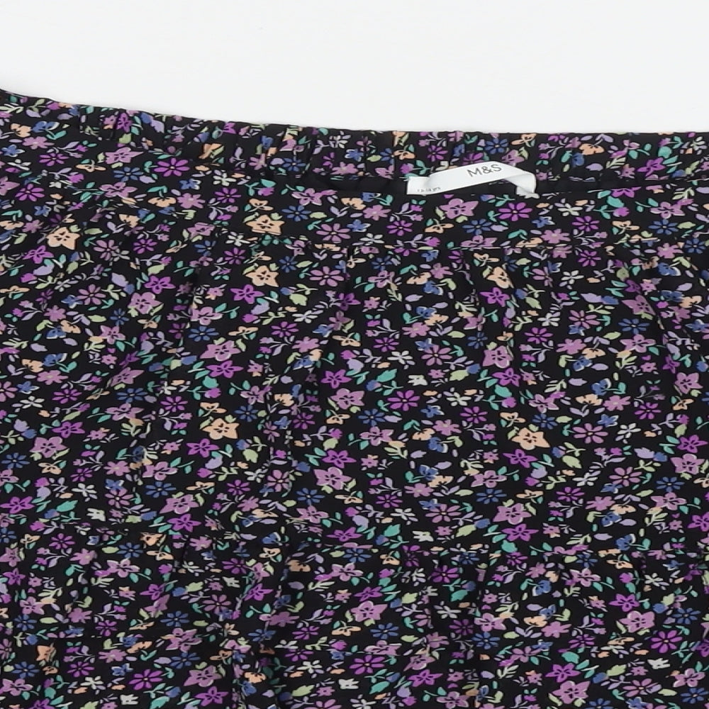 Marks and Spencer Girls Multicoloured Floral Polyester A-Line Skirt Size 13-14 Years Regular Pull On