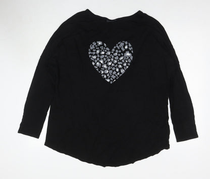 Womens UK Size L Wallis Black Basic T-Shirt
