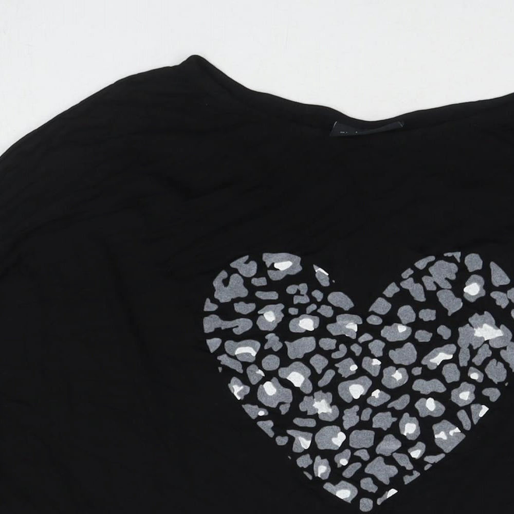 Womens UK Size L Wallis Black Basic T-Shirt