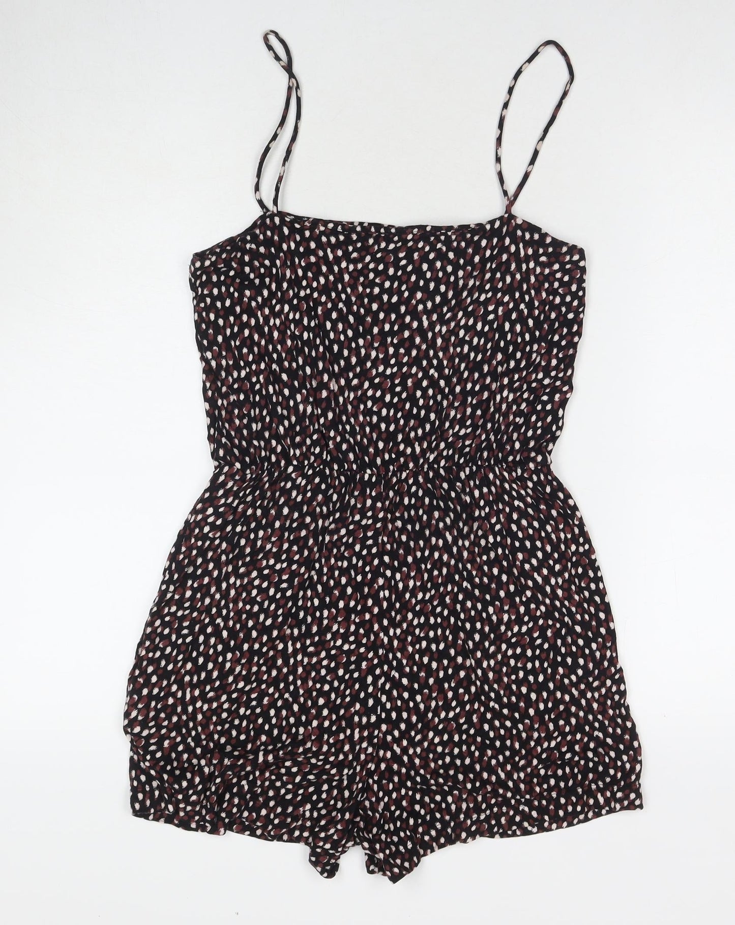 H&M Womens Black Geometric Viscose Playsuit One-Piece Size S L3 in Pullover