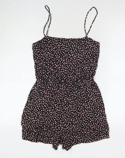 H&M Womens Black Geometric Viscose Playsuit One-Piece Size S L3 in Pullover