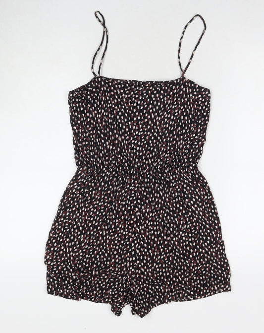 H&M Womens Black Geometric Viscose Playsuit One-Piece Size S L3 in Pullover