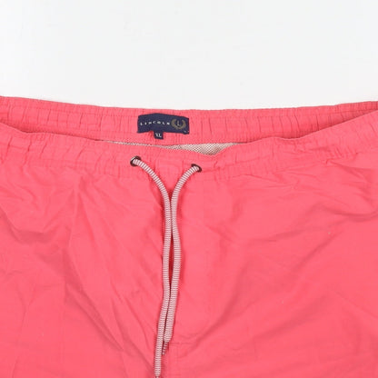 Lincoln Mens Pink Polyester Athletic Shorts Size XL L6 in Regular Drawstring - Swim Shorts