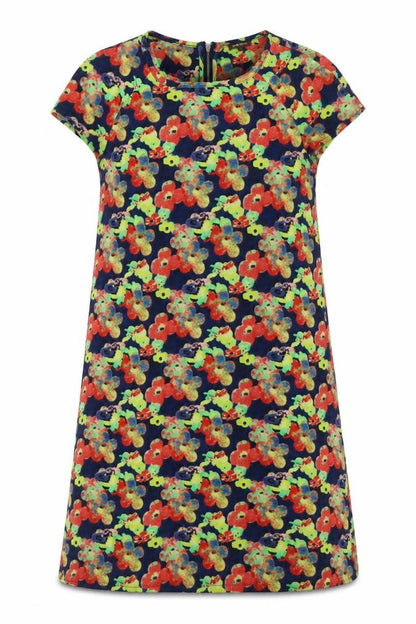 River Island Womens Multicoloured Floral Polyester A-Line Size 10 Round Neck Zip