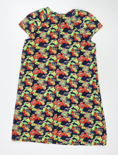 River Island Womens Multicoloured Floral Polyester A-Line Size 10 Round Neck Zip